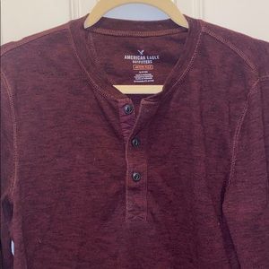 Deep Red 4 Button American Eagle Long Sleeve